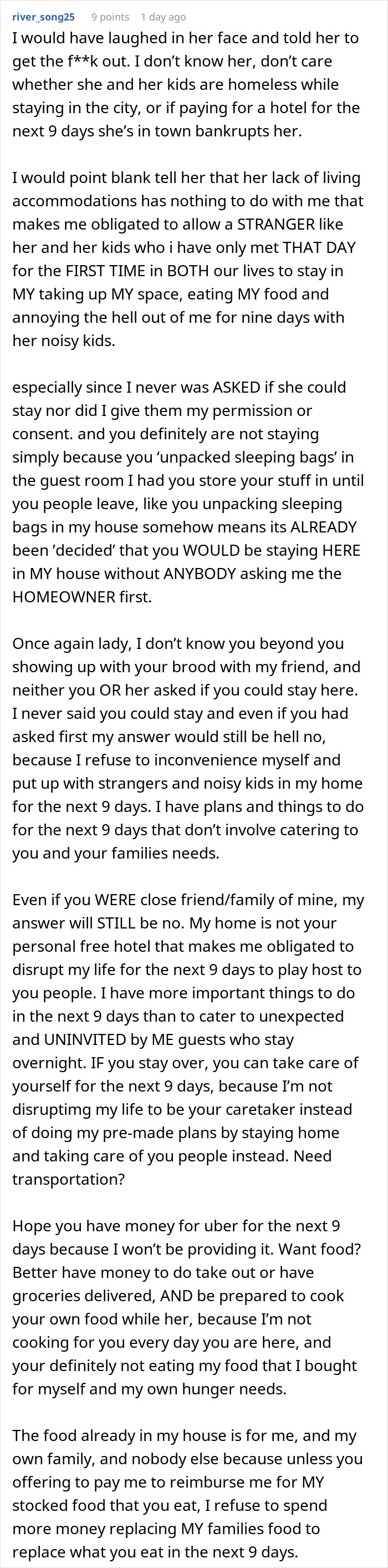Single Mom Tries To Take Over Stranger’s Guest Room Because They’re “Rich And Have A Lot Of Space”