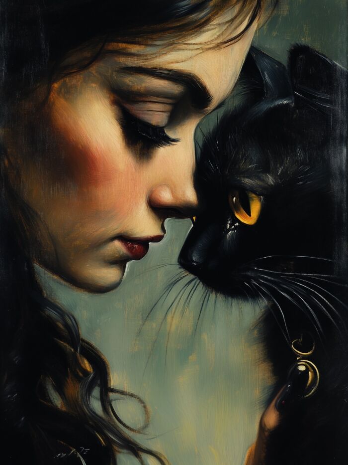 29 Captivating Portraits By This Artist That Explore The Mysterious Bond Between Humans And Cats