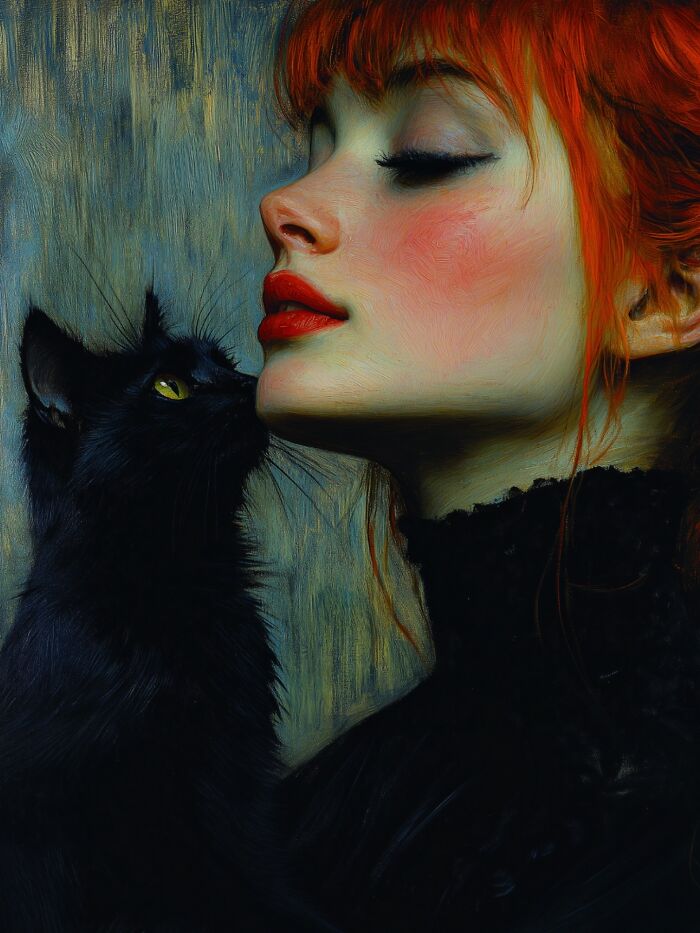 29 Captivating Portraits By This Artist That Explore The Mysterious Bond Between Humans And Cats