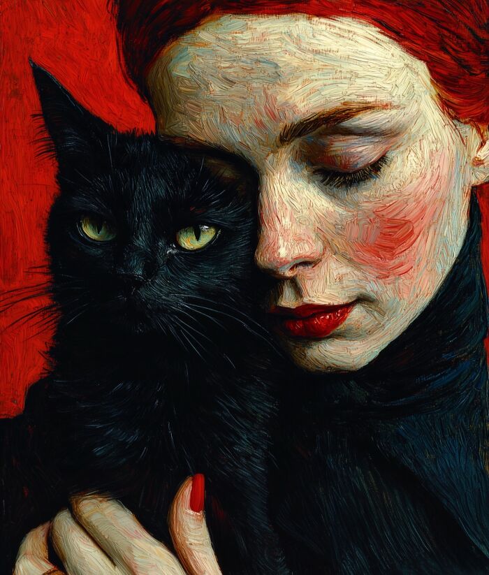29 Captivating Portraits By This Artist That Explore The Mysterious Bond Between Humans And Cats