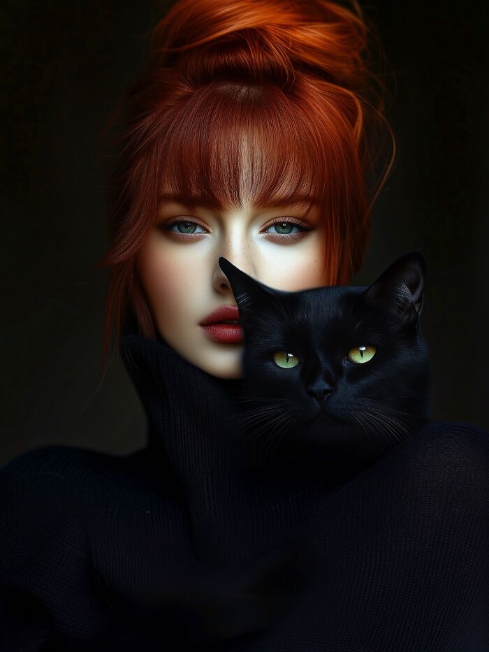29 Captivating Portraits By This Artist That Explore The Mysterious Bond Between Humans And Cats