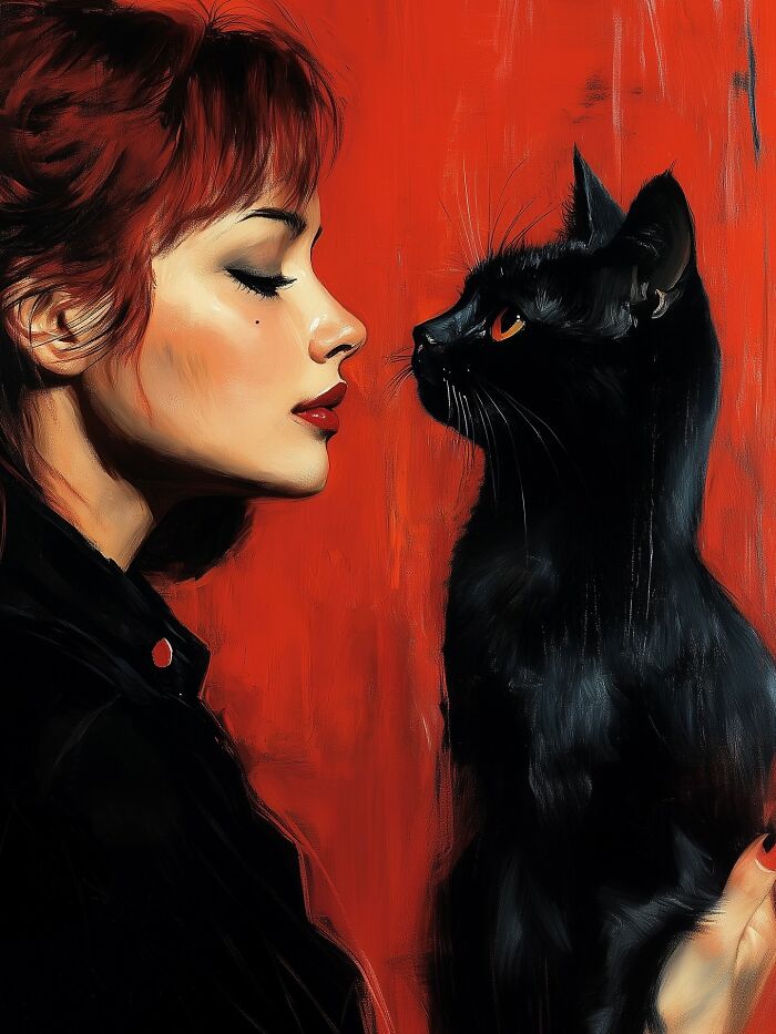 29 Captivating Portraits By This Artist That Explore The Mysterious Bond Between Humans And Cats