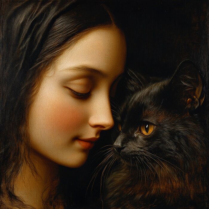 29 Captivating Portraits By This Artist That Explore The Mysterious Bond Between Humans And Cats