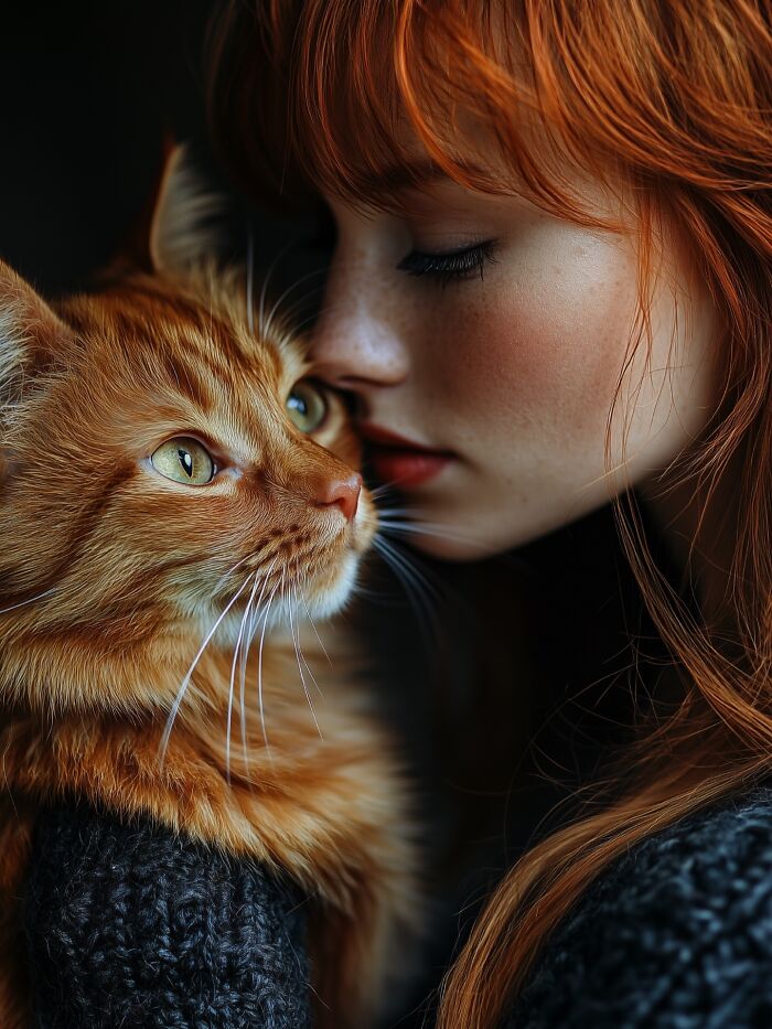 29 Captivating Portraits By This Artist That Explore The Mysterious Bond Between Humans And Cats