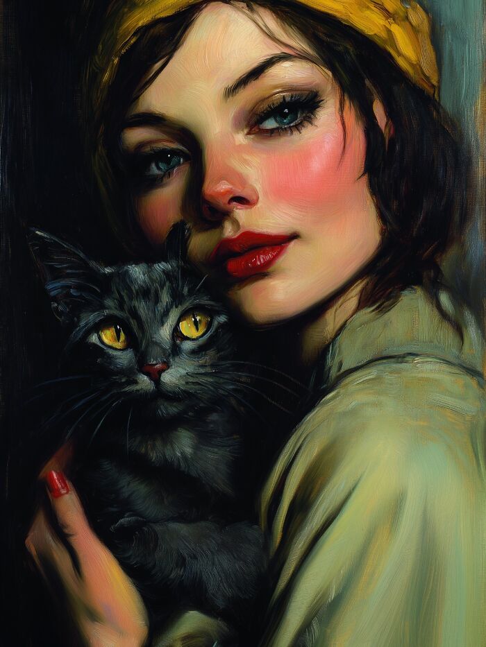29 Captivating Portraits By This Artist That Explore The Mysterious Bond Between Humans And Cats