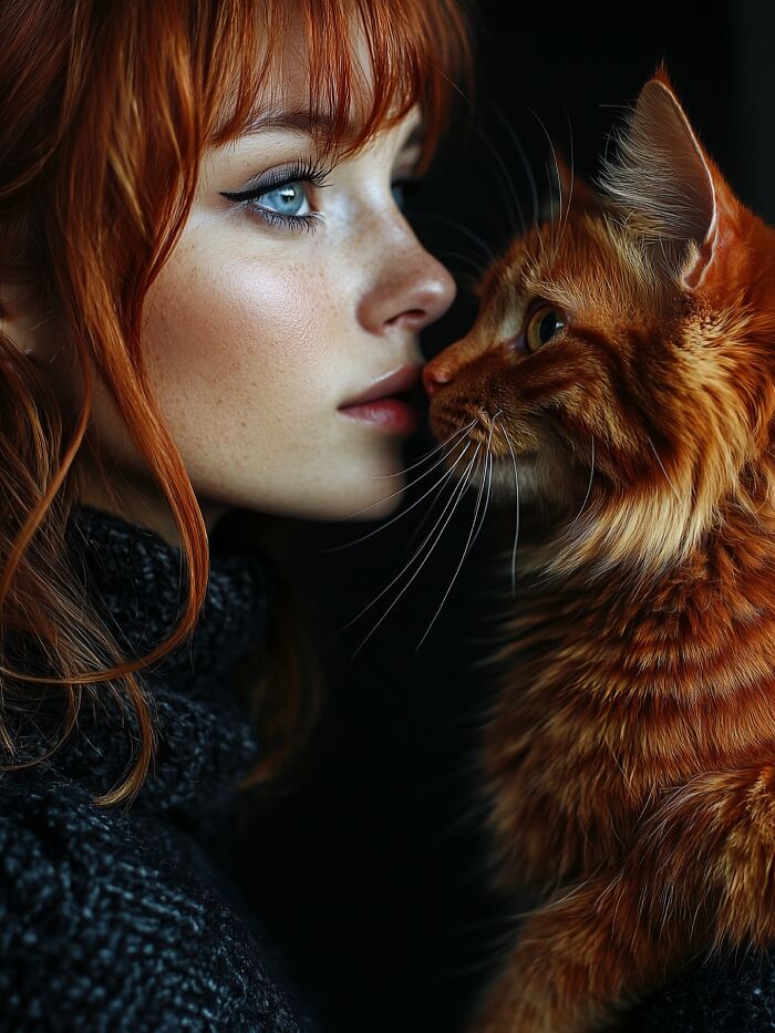 29 Captivating Portraits By This Artist That Explore The Mysterious Bond Between Humans And Cats