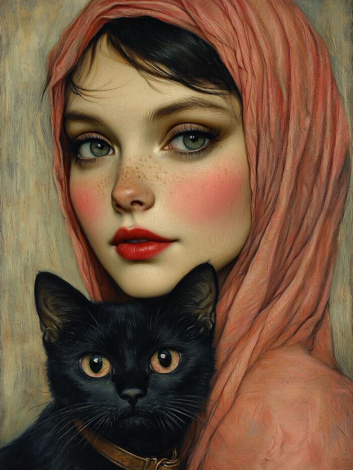 29 Captivating Portraits By This Artist That Explore The Mysterious Bond Between Humans And Cats