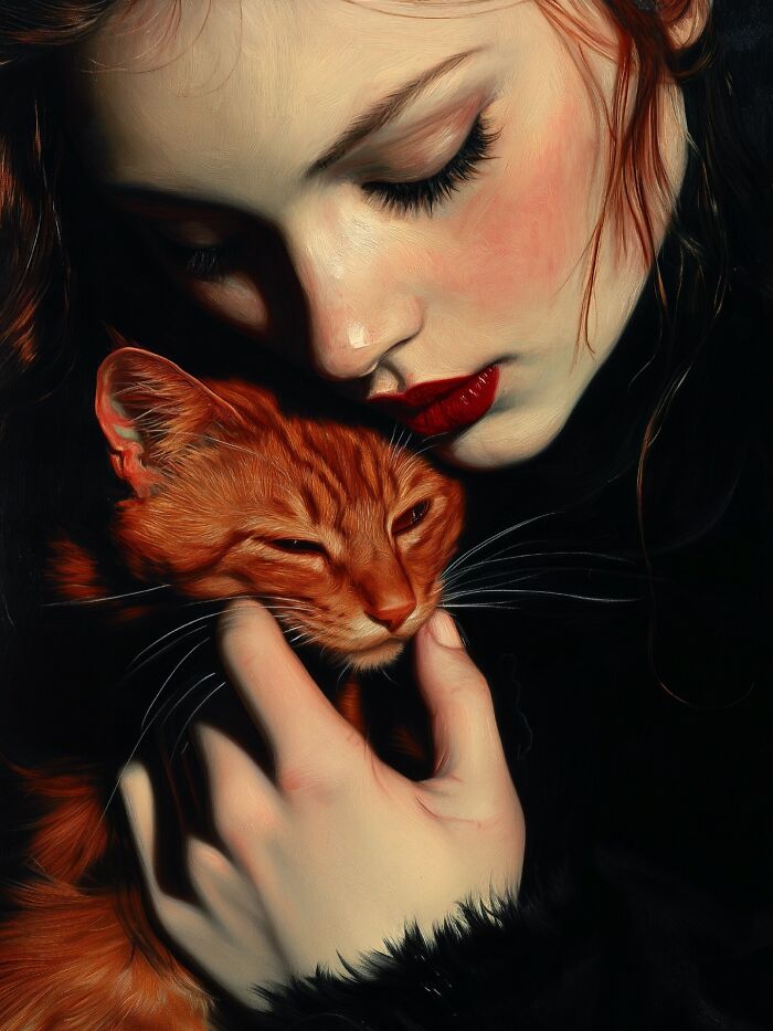 29 Captivating Portraits By This Artist That Explore The Mysterious Bond Between Humans And Cats