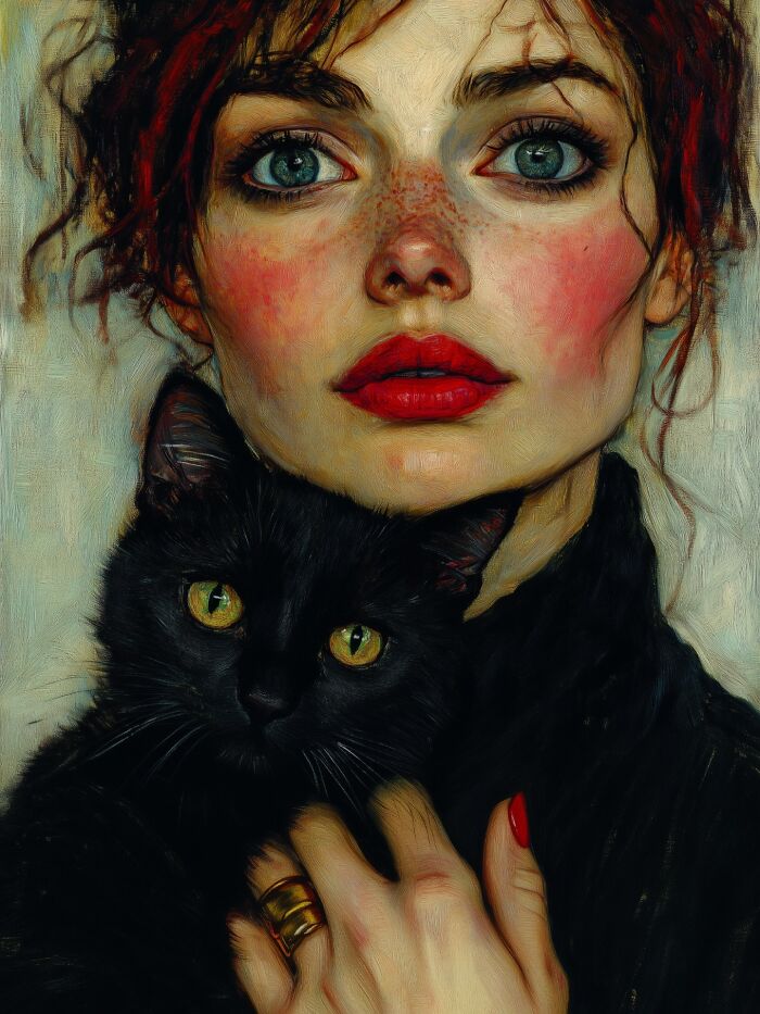 29 Captivating Portraits By This Artist That Explore The Mysterious Bond Between Humans And Cats