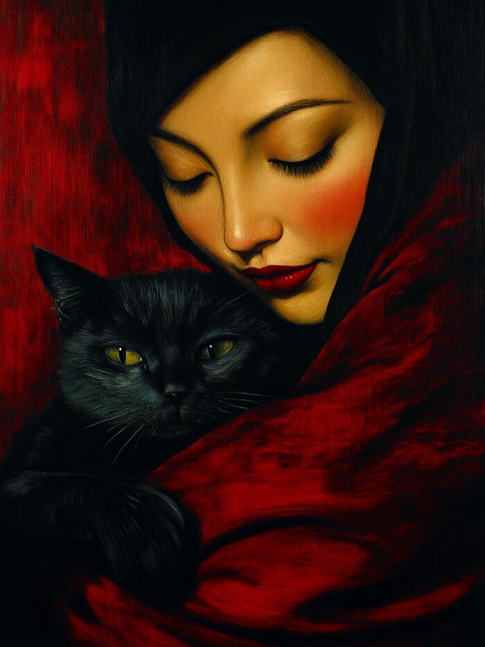 29 Captivating Portraits By This Artist That Explore The Mysterious Bond Between Humans And Cats