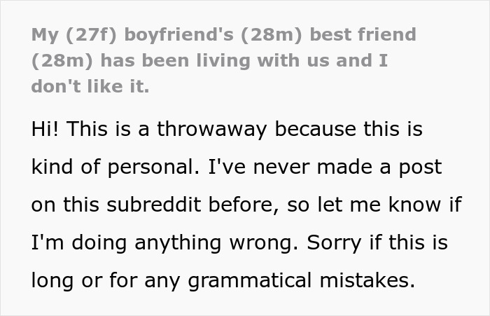 Woman Upset BF’s Friend Won’t Move Out After Finding A Job, Learns The Truth About Their Relationship Woman Upset BF’s Friend Won’t Move Out After Finding A Job, Learns The Truth About Their Relationship