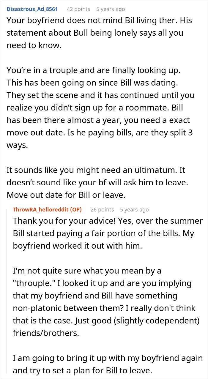 Woman Upset BF’s Friend Won’t Move Out After Finding A Job, Learns The Truth About Their Relationship Woman Upset BF’s Friend Won’t Move Out After Finding A Job, Learns The Truth About Their Relationship