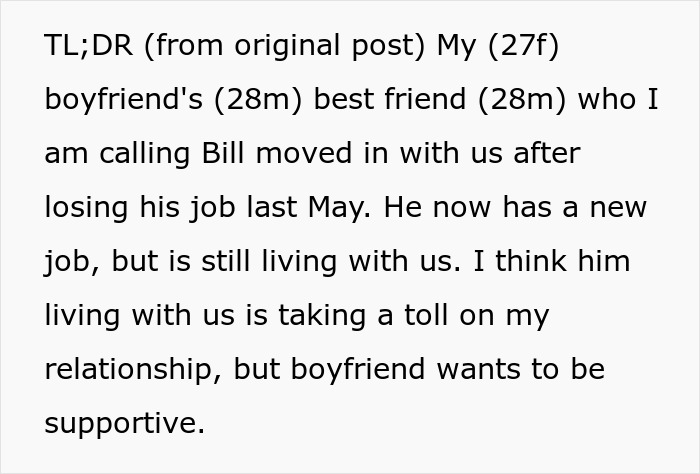 Woman Upset BF’s Friend Won’t Move Out After Finding A Job, Learns The Truth About Their Relationship Woman Upset BF’s Friend Won’t Move Out After Finding A Job, Learns The Truth About Their Relationship