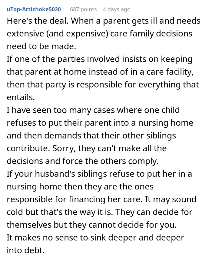 Woman Threatens Divorce If Husband Financially Contributes To His Mother’s Care: “Told Him That Is Nuts” Woman Threatens Divorce If Husband Financially Contributes To His Mother’s Care: “Told Him That Is Nuts”