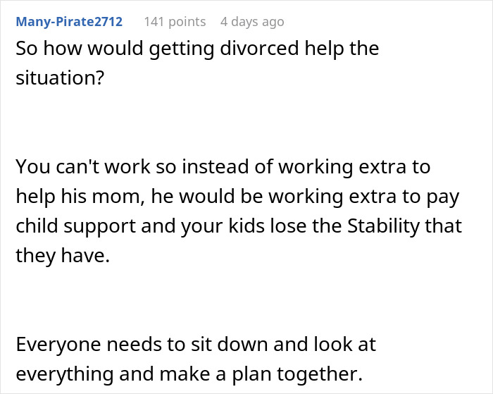 Woman Threatens Divorce If Husband Financially Contributes To His Mother’s Care: “Told Him That Is Nuts” Woman Threatens Divorce If Husband Financially Contributes To His Mother’s Care: “Told Him That Is Nuts”