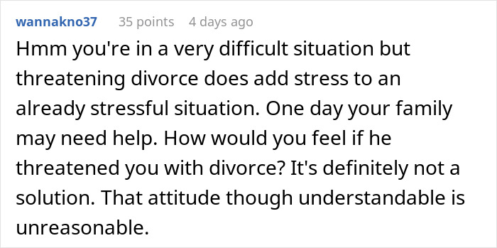 Woman Threatens Divorce If Husband Financially Contributes To His Mother’s Care: “Told Him That Is Nuts” Woman Threatens Divorce If Husband Financially Contributes To His Mother’s Care: “Told Him That Is Nuts”