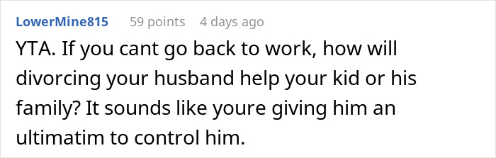 Woman Threatens Divorce If Husband Financially Contributes To His Mother’s Care: “Told Him That Is Nuts” Woman Threatens Divorce If Husband Financially Contributes To His Mother’s Care: “Told Him That Is Nuts”