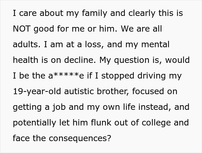 Guy Spends Years Driving Autistic Brother Everywhere, Hits His Limit When Gratitude Never Comes