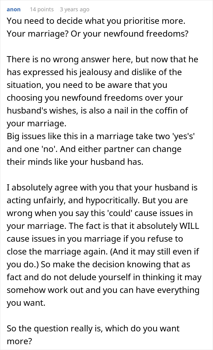 Woman Rediscovers Herself After Husband Proposes Open Marriage, Refuses To Close It Woman Rediscovers Herself After Husband Proposes Open Marriage, Refuses To Close It
