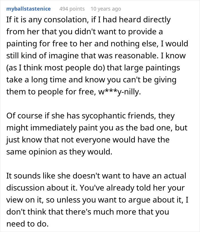 MIL Demands Free Painting From Woman She Constantly Made Fun Of: “It’s Not A Serious Job”