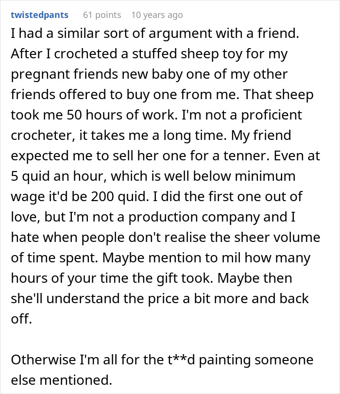 MIL Demands Free Painting From Woman She Constantly Made Fun Of: “It’s Not A Serious Job”