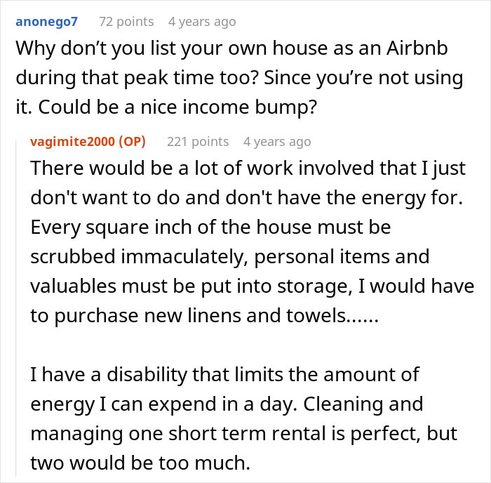 Entitled Sister Doesn&rsquo;t Get A Free Airbnb Stay During Peak Season, Then Demands $300 To &ldquo;House Sit&rdquo;