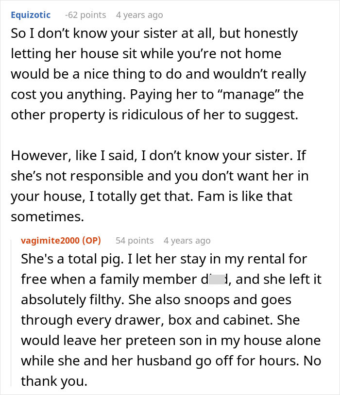 Entitled Sister Doesn&rsquo;t Get A Free Airbnb Stay During Peak Season, Then Demands $300 To &ldquo;House Sit&rdquo;