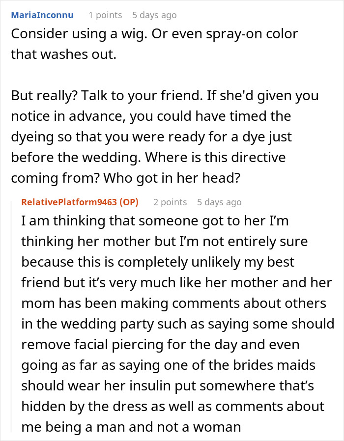 Man Of Honor Told To Change His Blue Hair For Wedding, Bride Uncovers Mom’s Meddling Just In Time