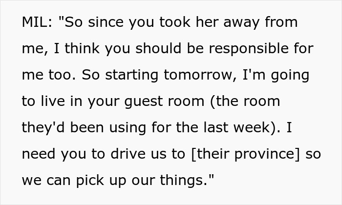 Toxic MIL Visits Daughter’s Home, Refuses To Leave, Claims Son-In-Law Owes Her Housing For Life Toxic MIL Visits Daughter’s Home, Refuses To Leave, Claims Son-In-Law Owes Her Housing For Life
