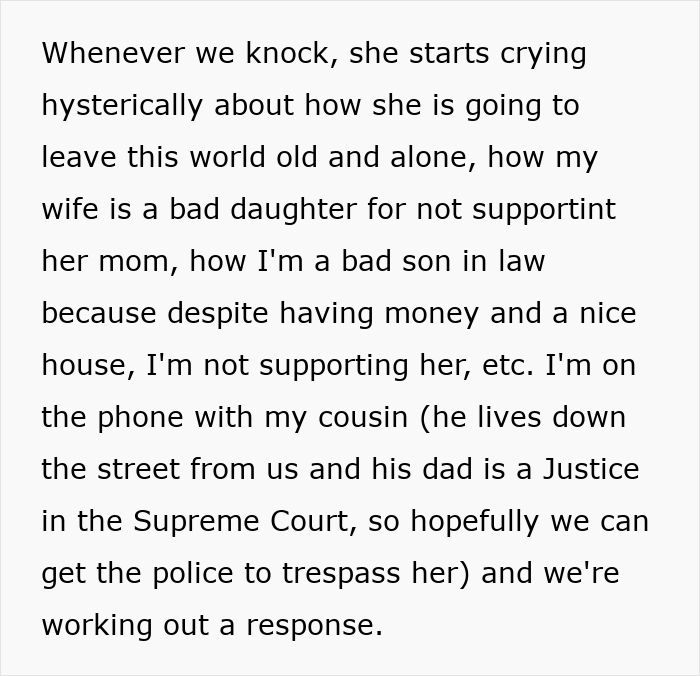 Toxic MIL Visits Daughter’s Home, Refuses To Leave, Claims Son-In-Law Owes Her Housing For Life Toxic MIL Visits Daughter’s Home, Refuses To Leave, Claims Son-In-Law Owes Her Housing For Life
