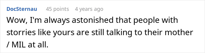 Toxic MIL Visits Daughter’s Home, Refuses To Leave, Claims Son-In-Law Owes Her Housing For Life Toxic MIL Visits Daughter’s Home, Refuses To Leave, Claims Son-In-Law Owes Her Housing For Life