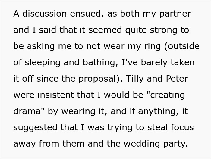 Woman Refuses To Remove Engagement Ring For Friend&rsquo;s Wedding, Drama Follows
