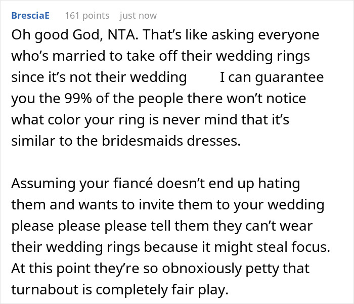 Woman Refuses To Remove Engagement Ring For Friend&rsquo;s Wedding, Drama Follows