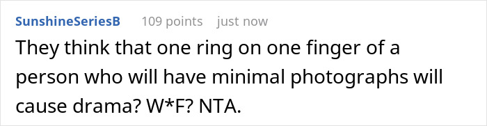 Woman Refuses To Remove Engagement Ring For Friend&rsquo;s Wedding, Drama Follows