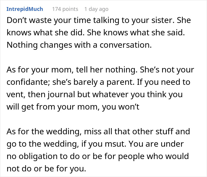Lady Hooks Up With Sis’ BF And Blames Her For It, Fam Still Wants Her To Show Up At The Wedding Lady Hooks Up With Sis’ BF And Blames Her For It, Fam Still Wants Her To Show Up At The Wedding