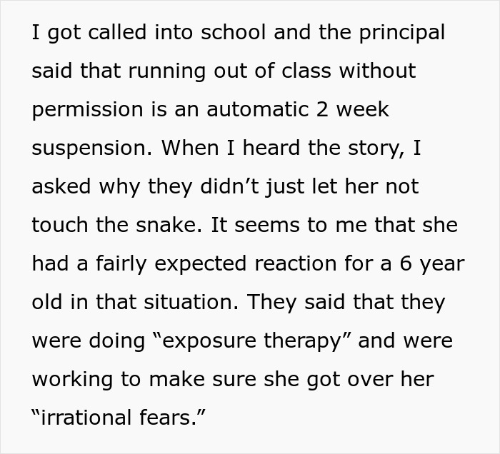 Teacher Deems 6YO Mentally Unbalanced After She Freezes In Fear Of A Snake, Mom Loses It