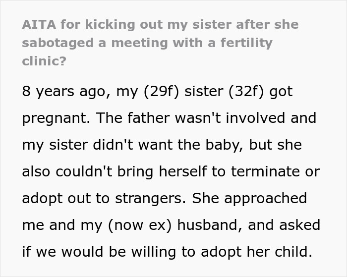 Woman Makes Sister Adopt Her Kid And Then Tries To Prevent Her From Having More
