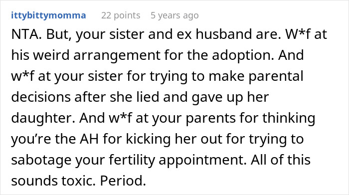 Woman Makes Sister Adopt Her Kid And Then Tries To Prevent Her From Having More