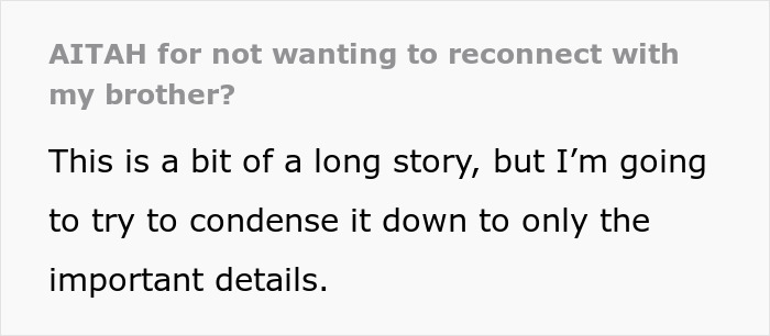 Man Refuses To Let His Estranged Brother Back Into His Life, Their Mom Tries To Force A Reunion