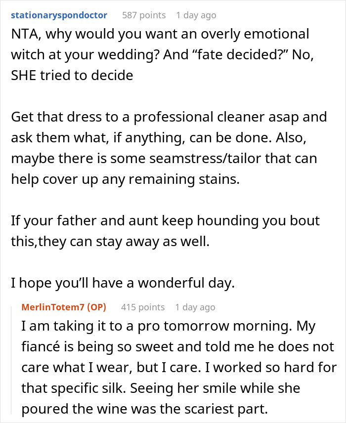 Mother Pours Wine Over Daughter’s Wedding Dress While Smiling, Says It’s Fate