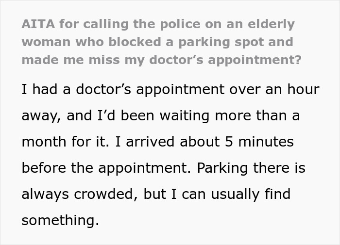 Man Misses Doctor&rsquo;s Appointment Because He Fights An Old Lady Over Parking Spot, Involves The Police