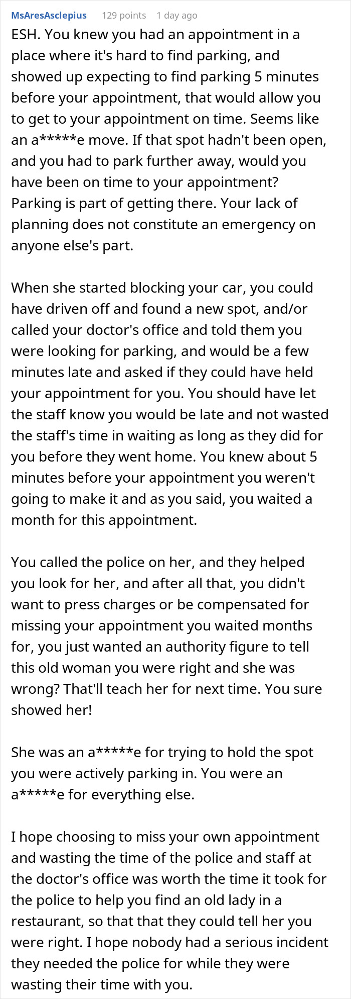 Man Misses Doctor&rsquo;s Appointment Because He Fights An Old Lady Over Parking Spot, Involves The Police