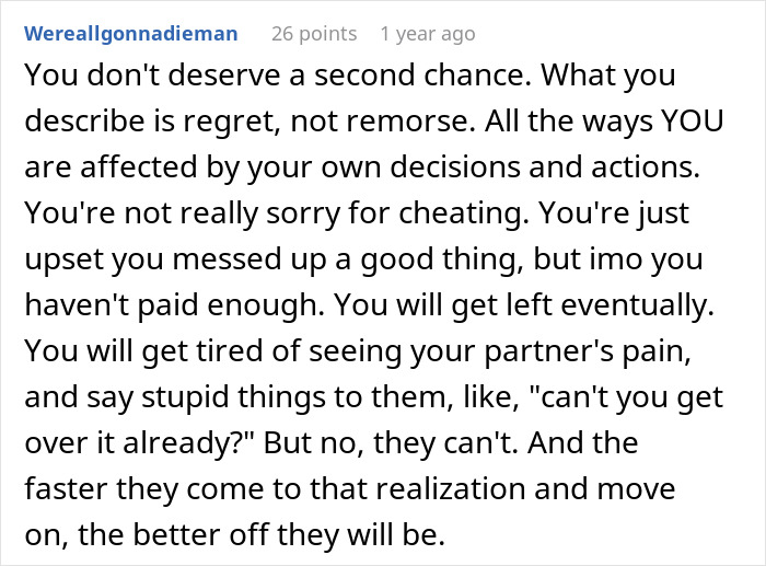 &ldquo;I Destroyed My Life Chasing A Fantasy&rdquo;: Cheater Learns A Harsh Lesson, Gets Zero Sympathy