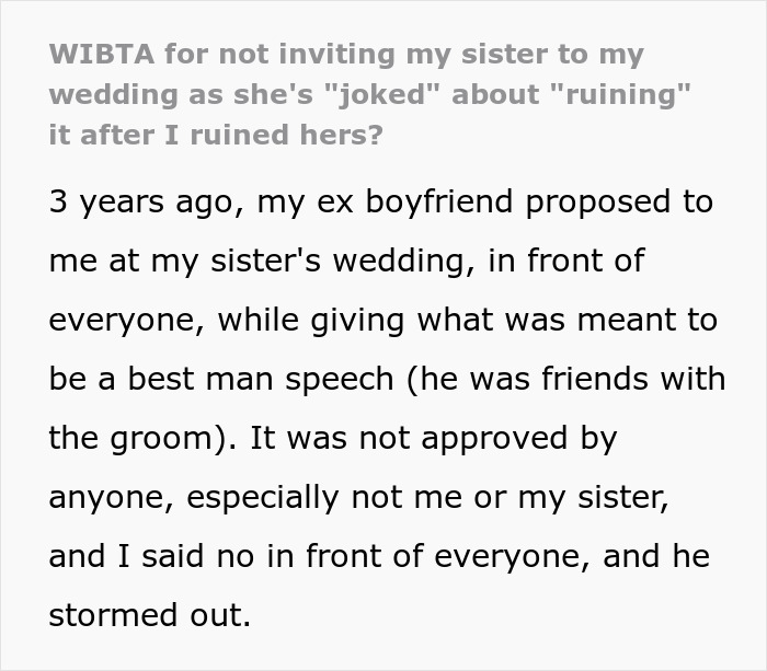 Woman Worries Sister Will Sabotage Her Wedding Because Of Past Incident, Considers Uninviting Her