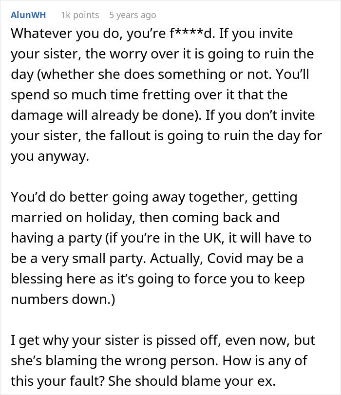 Woman Worries Sister Will Sabotage Her Wedding Because Of Past Incident, Considers Uninviting Her