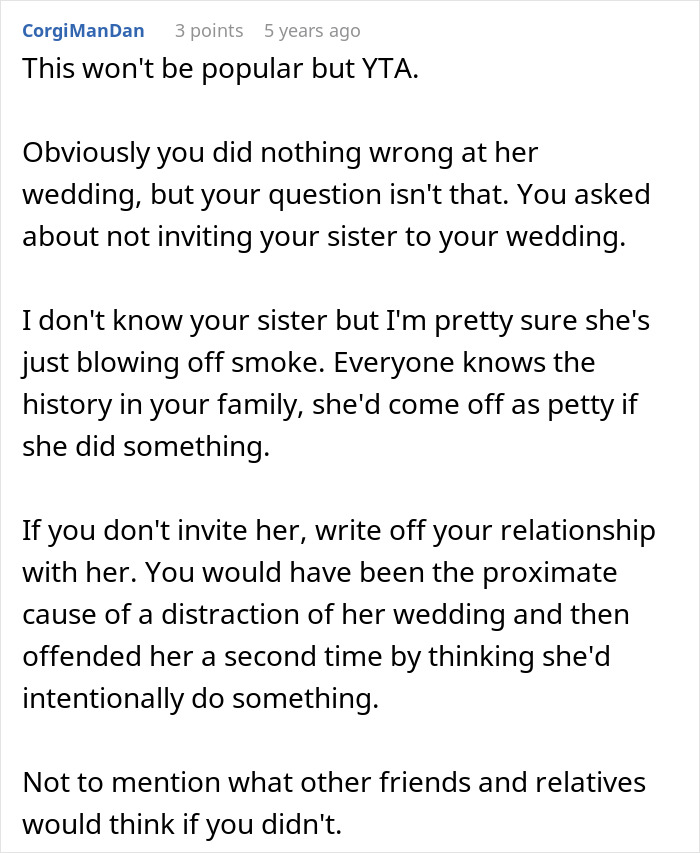 Woman Worries Sister Will Sabotage Her Wedding Because Of Past Incident, Considers Uninviting Her