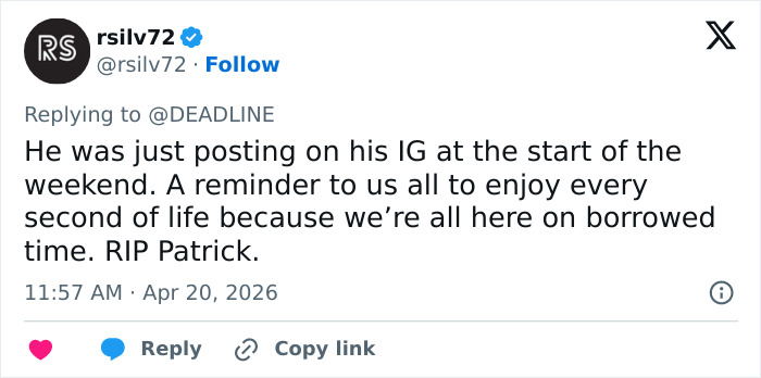 ‘Melrose Place’ Star Patrick Muldoon Passes Away Suddenly At 57