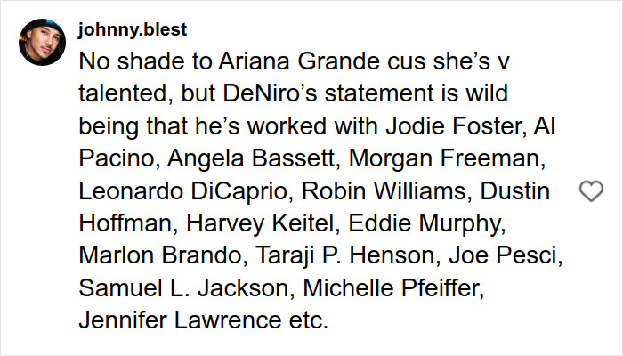 “Kind Of Insulting”: Robert De Niro’s Comments About Working With Ariana Grande Spark Backlash