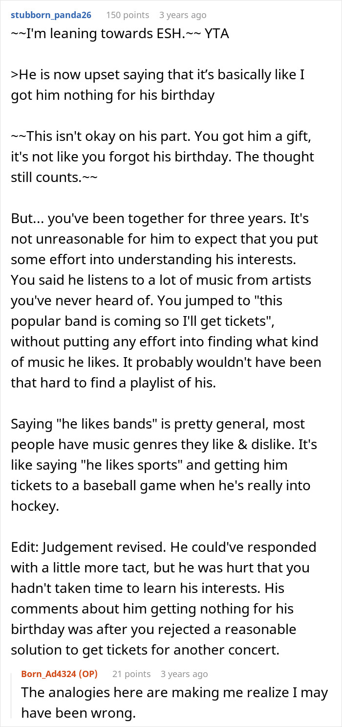 Woman Buys Concert Tickets For BF&rsquo;s Birthday Because He &ldquo;Loves Bands&rdquo;, His Reaction Makes Her Cry