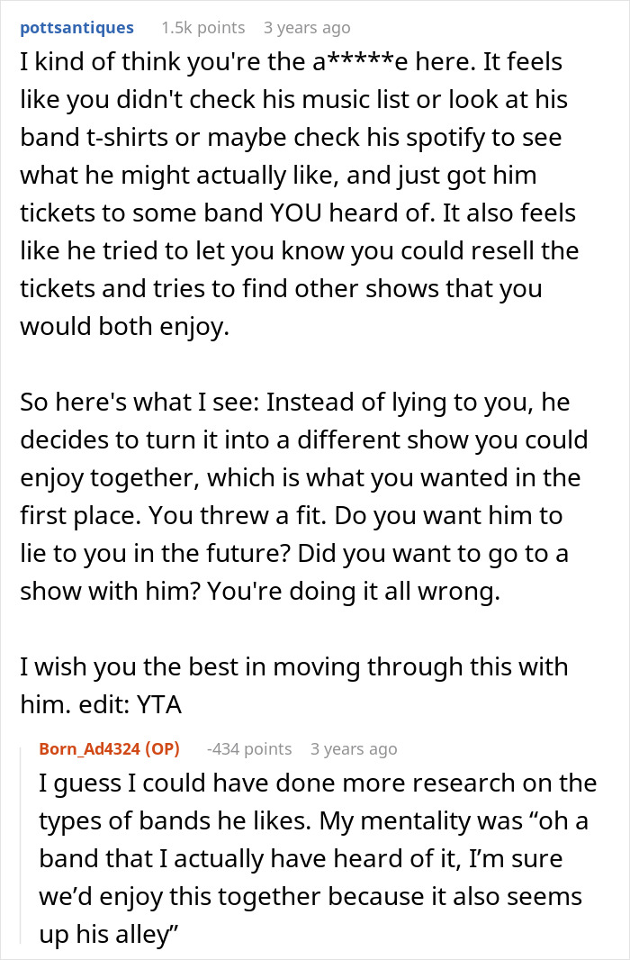Woman Buys Concert Tickets For BF&rsquo;s Birthday Because He &ldquo;Loves Bands&rdquo;, His Reaction Makes Her Cry